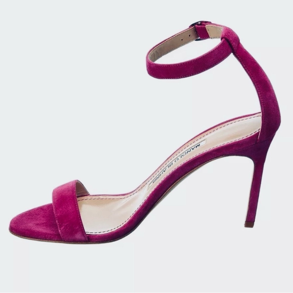 Manolo Blahnik Fuchsia Suede Sandals